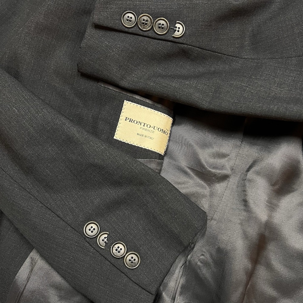 Pronto‎ Uomo ITALY Lessona Super 100s Wool 44R Jacket Coat Blazer Stretch READ